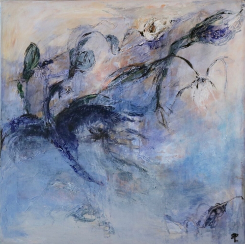 Maleri af Bodil Bitze Faber: Blowing in the Wind. Kunstforeningen Limfjorden
